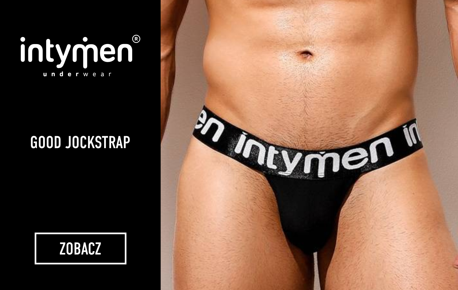 Gładki jockstrap męski z grubą gumą | Czarny | Good Jockstrap | INTYMEN | INE025