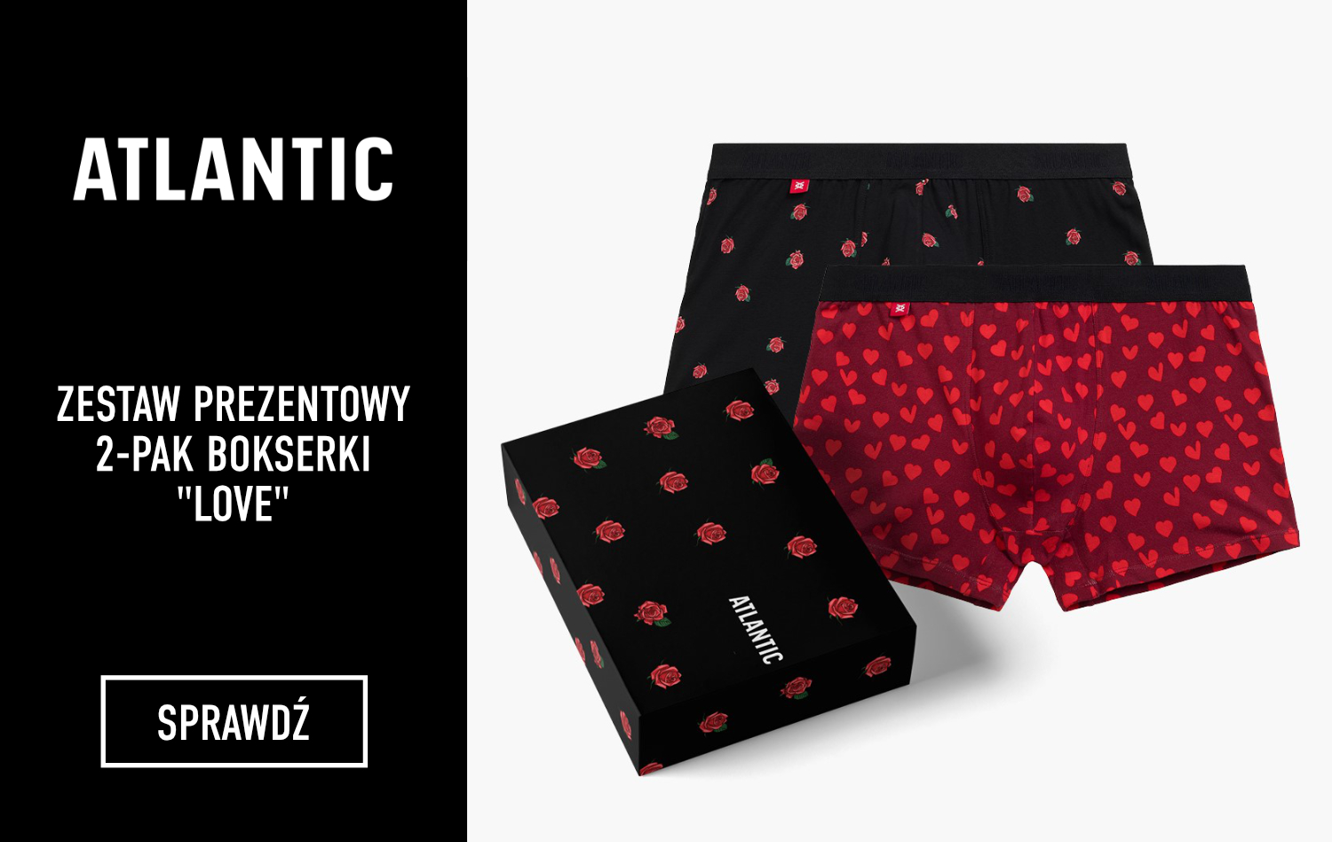   Dwupak bokserki męskie | Zestaw prezentowy | Czerwone-Granatowe | Atlantic | 2GMH-026