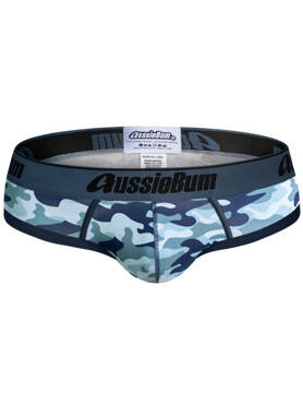 Slipy męskie moro z grubą gumą | Niebieskie | CottonSoft 2.0 Camo Blue | AussieBum