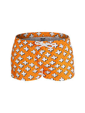 Krótkie kąpielówki męskie shorty w graficzny wzór | Pomarańczowe | Addition Addition Mango | AussieBum