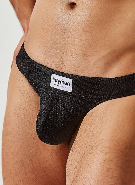 Siateczkowy jockstrap Męski | Czarny | Mesh Jockstrap | INTYMEN |  INE028