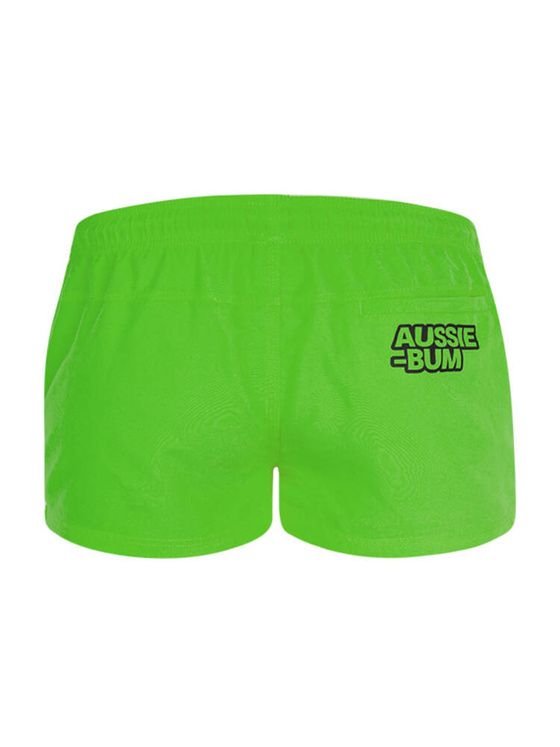 Krótkie gładkie kąpielówki męskie shorty ze ściągaczem | Zielone | Reef Green | AussieBum