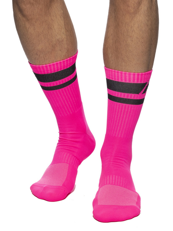 Długie neonowe skarpety męskie | Różowy | Ad Neon Socks | Addicted | AD1217