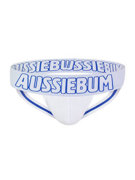 Gładki jockstrap męski z grubą gumą z logo | Biały | X-Jock White | AussieBum