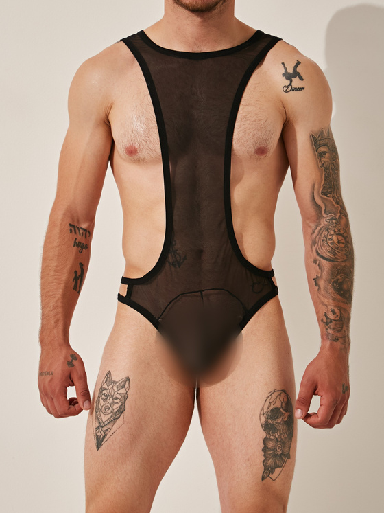 harness/bodysuit siateczkowy męski | czarne | SEXY BOY | SHV003