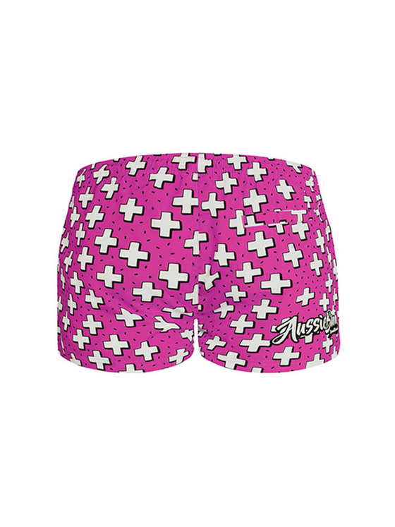 Krótkie kąpielówki męskie shorty w graficzny wzór | Różowe | Addition Addition Magenta | AussieBum