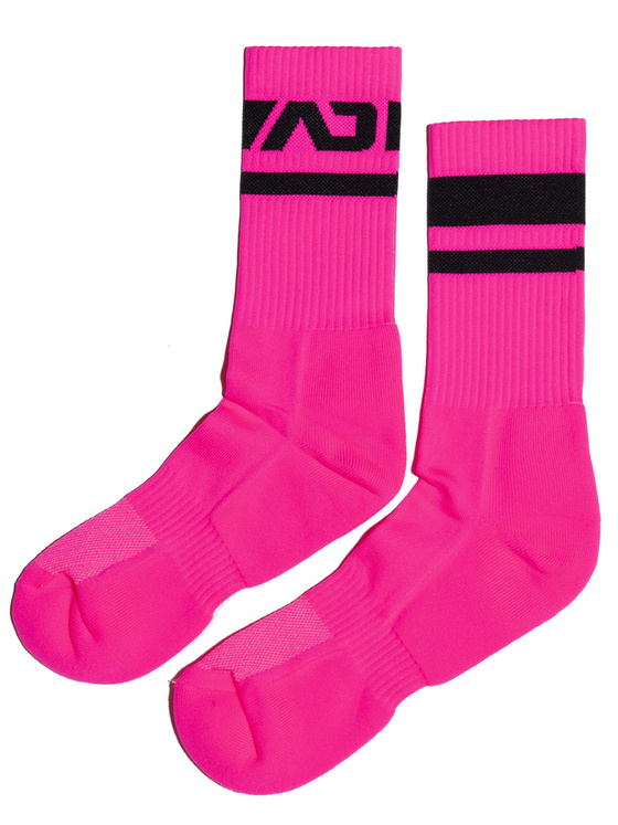 Długie neonowe skarpety męskie | Różowy | Ad Neon Socks | Addicted | AD1217