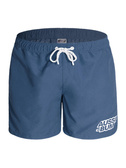 Długie gładkie kąpielówki męskie shorty ze ściągaczem | Niebieskie | BeachBar Navy | AussieBum