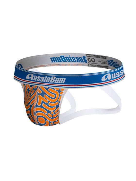 Jockstrap męski w graficzny wzór z grubą gumą | Pomarańczowy | WJ Pro Impression Orange | AussieBum