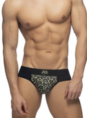 Jockstrap męski z wstawką w zwierzęcy wzór | Czarny/Zielony | Leo stripe Jock | ADDICTED | AD980