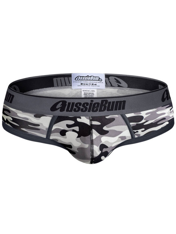 Slipy męskie moro z grubą gumą | Czarne | CottonSoft 2.0 Camo Black | AussieBum