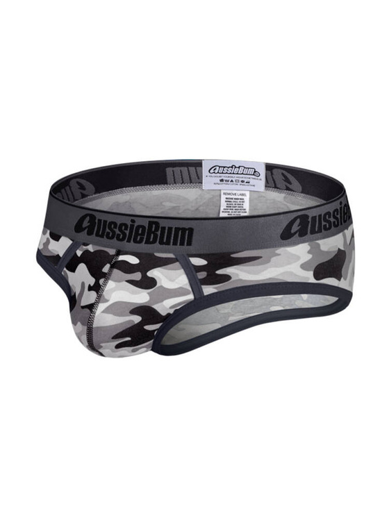 Slipy męskie moro z grubą gumą | Czarne | CottonSoft 2.0 Camo Black | AussieBum