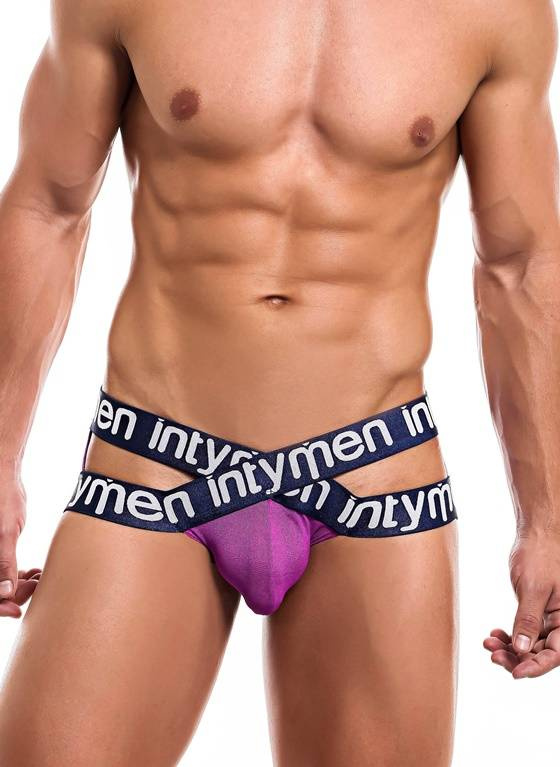 Siateczkowy Jockstrap z grubą gumą z logo | Różowy | Cross Jockstrap | INTYMEN | INE017