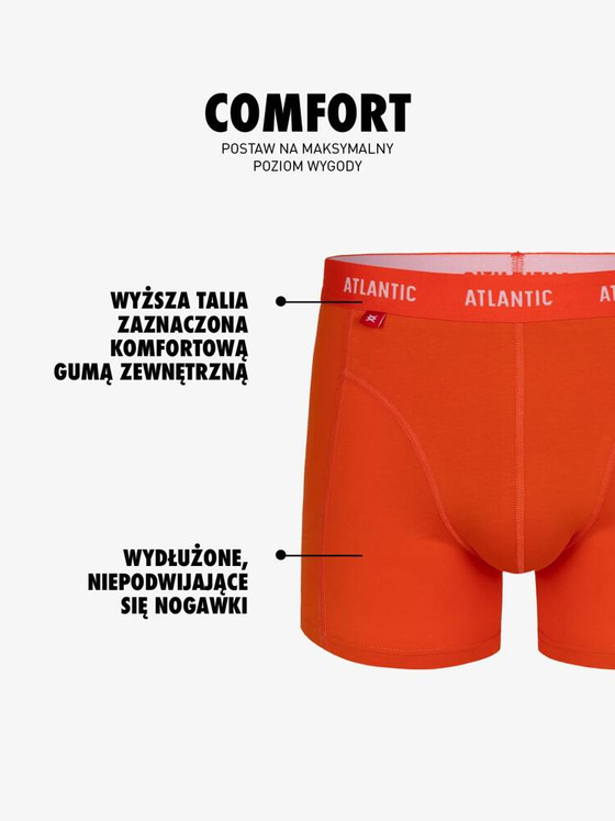 3-PACK Bokserki męskie | Comfort | Pomarańczowy | Granatowy | Czarny | Atlantic | 3MH-047