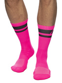 Długie neonowe skarpety męskie | Różowy | Ad Neon Socks | Addicted | AD1217