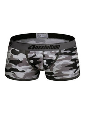 Bokserki męskie moro z gumą z logo | Czarne | CottonSoft Camo Black | AussieBum