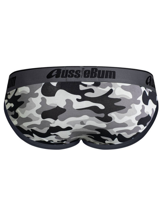 Slipy męskie moro z grubą gumą | Czarne | CottonSoft 2.0 Camo Black | AussieBum