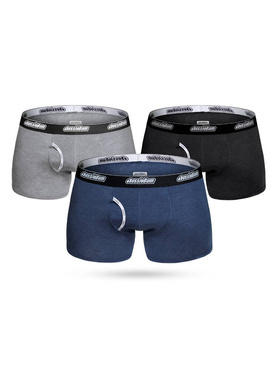 Gładkie bokserki męskie 3-pak | Szary/czarny/niebieski | Essential Bamboo 3pk Marle | AussieBum