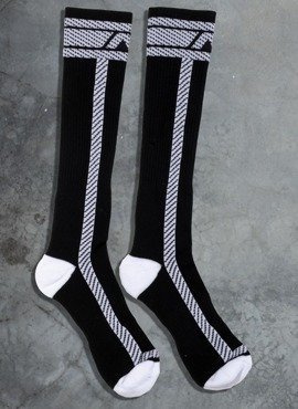 Długie skarpetki męskie z kolorowymi wstawkami | Czarno - Białe| Fetish Long Sock | ADDICTED | ADF29