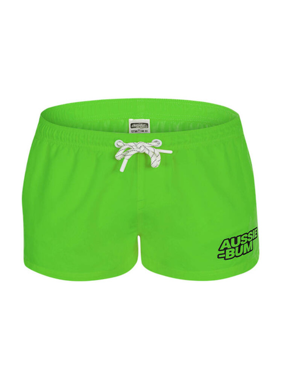 Krótkie gładkie kąpielówki męskie shorty ze ściągaczem | Zielone | Reef Green | AussieBum