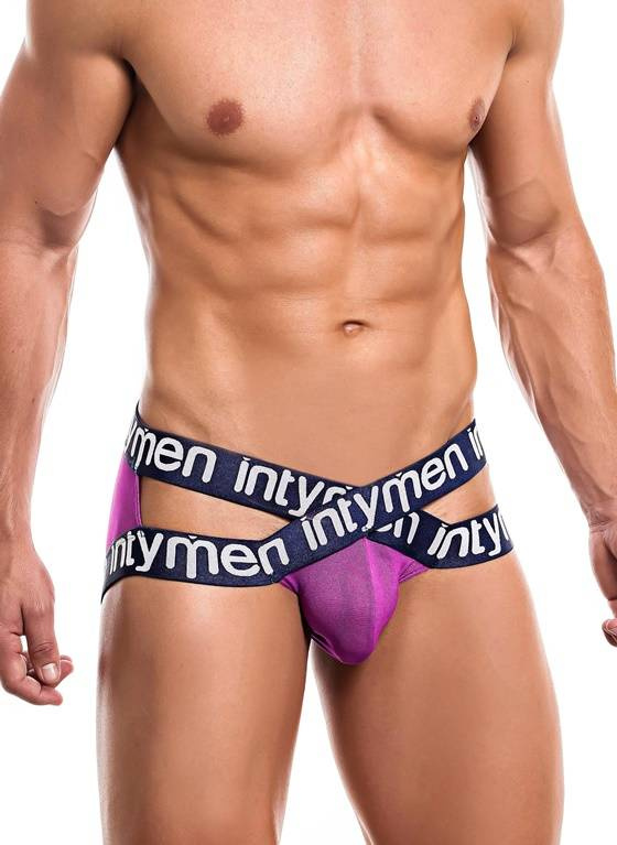 Siateczkowy Jockstrap z grubą gumą z logo | Różowy | Cross Jockstrap | INTYMEN | INE017