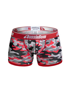 Bokserki męskie moro z grubą gumą | Czerwone | CottonSoft 2.0 Camo Red | AussieBum