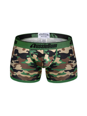 Bokserki męskie moro z grubą gumą | Zielone | CottonSoft 2.0 Camo Green | AussieBum