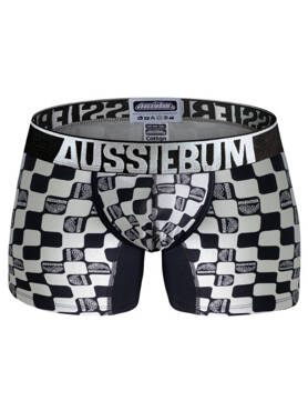 Bokserki męskie w kratkę z grubą gumą | Białe | CottonSoft 2.0 Hopscotch White | AussieBum