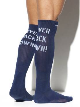 Długie skarpetki męskie | Never Back Down Socks SCK09 Navy | ES Collection