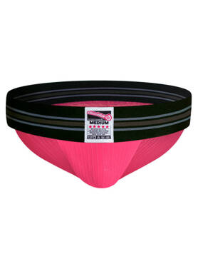 Prążkowane slipy męskie z grubą gumą | Różowe | Classic Brief Black Pink | AussieBum