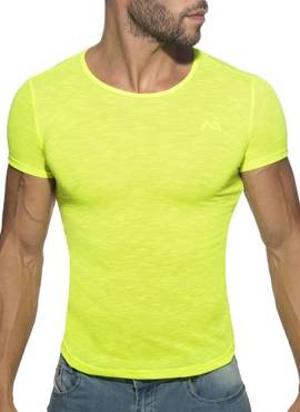 Przewiewny neonowy t-Shirt męski | Żółty | Thin Flame Neon Yellow | Addicted |  AD1109