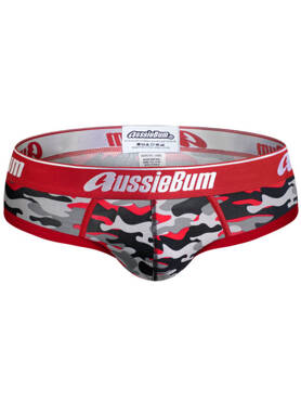 Slipy męskie moro z grubą gumą | Czerwone | CottonSoft 2.0 Camo Red | AussieBum