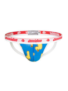 jockstrap męski w graficzny wzór Kaczki | Niebieski | Party Hard Ducks | AussieBum