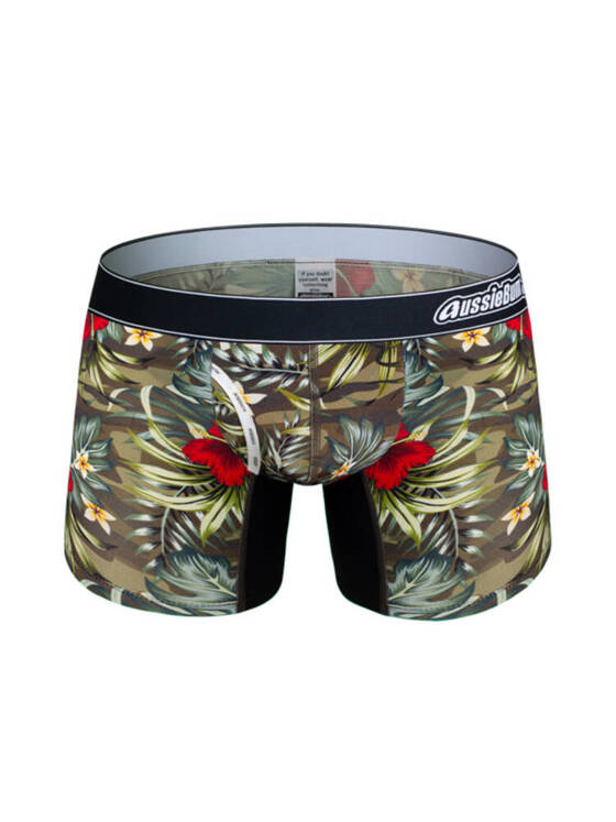 Bambusowe bokserki męskie w graficzny wzór | Zielone | Comfy Bamboo Access Rio | AussieBum