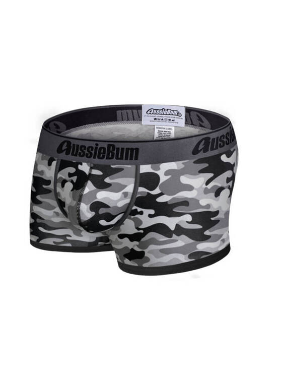 Bokserki męskie moro z grubą gumą | Czarne | CottonSoft 2.0 Camo Black | AussieBum