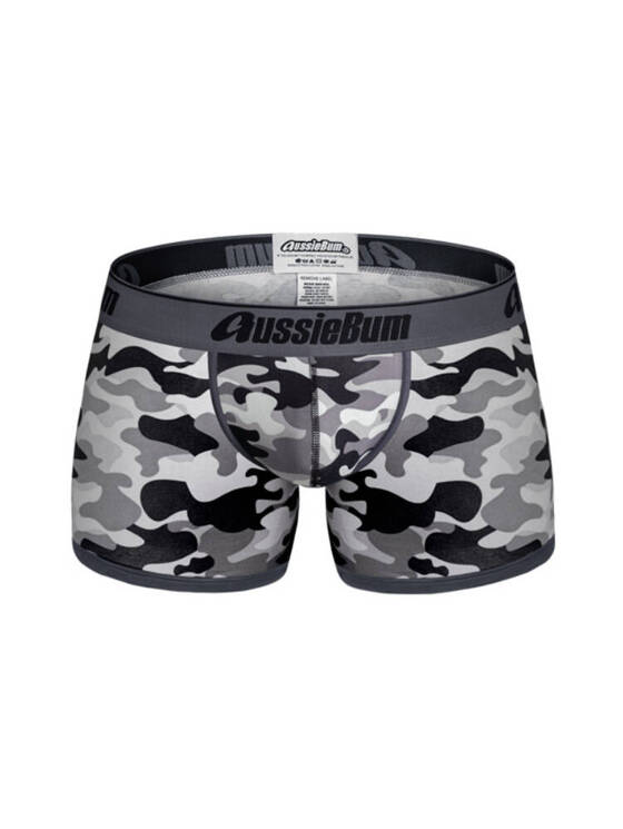 Bokserki męskie moro z grubą gumą | Czarne | CottonSoft 2.0 Camo Black | AussieBum