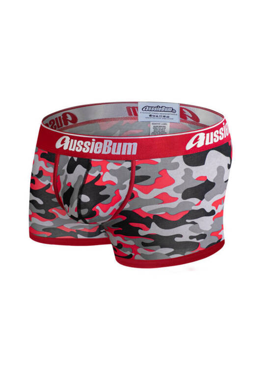 Bokserki męskie moro z grubą gumą | Czerwone | CottonSoft 2.0 Camo Red | AussieBum