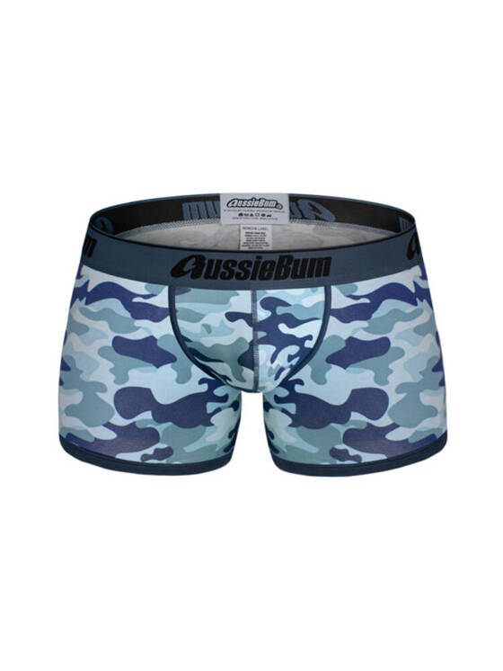 Bokserki męskie moro z grubą gumą | Niebieskie |  CottonSoft 2.0 Camo Blue | AussieBum