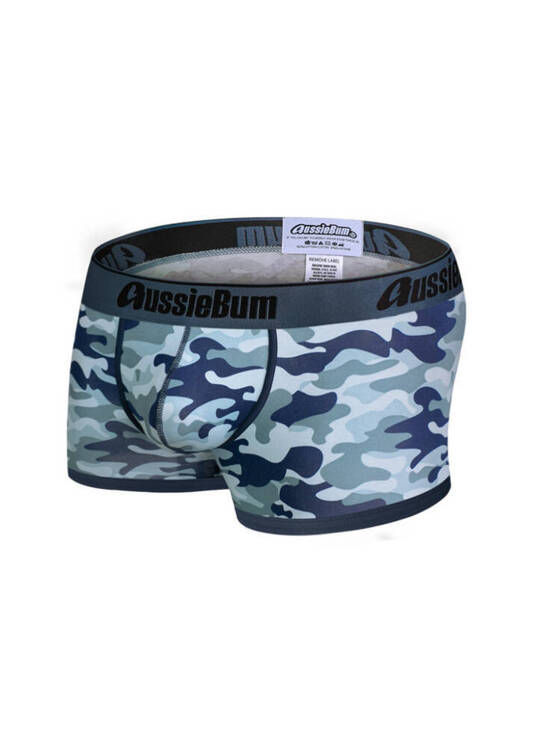 Bokserki męskie moro z grubą gumą | Niebieskie |  CottonSoft 2.0 Camo Blue | AussieBum