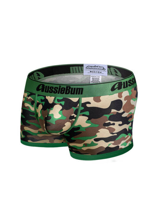 Bokserki męskie moro z grubą gumą | Zielone | CottonSoft 2.0 Camo Green | AussieBum