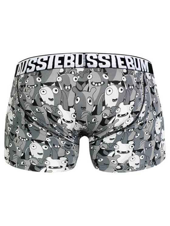 Bokserki męskie w graficzny wzór z grubą gumą | Szare | CottonSoft 2.0 Critters Grey | AussieBum