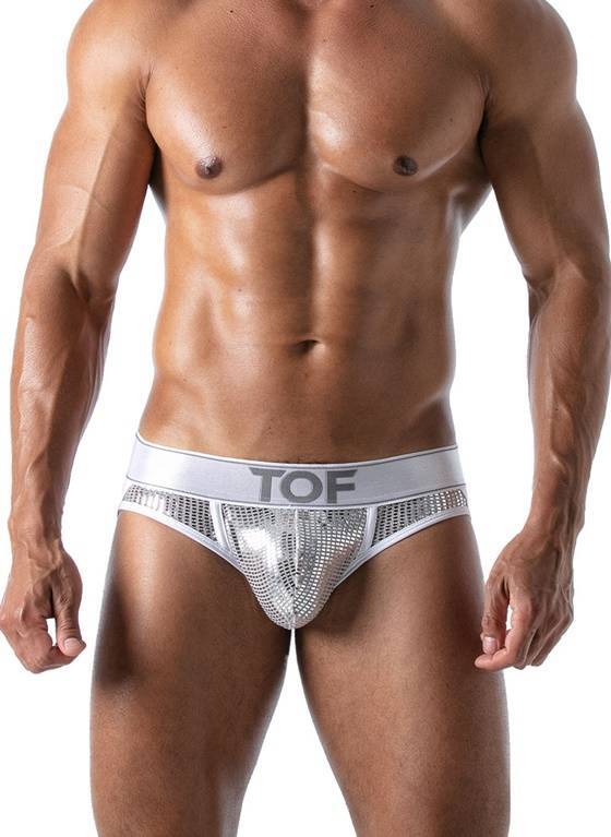 Cekinowy błyszczący jockstrap męski | Srebrny | Star silver | TOF Paris | TOF173A