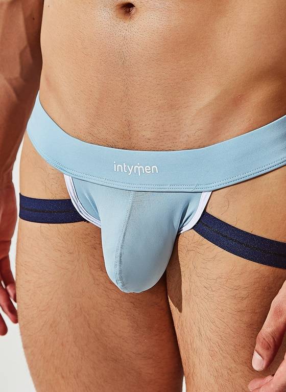 Gładki jockstrap męski z grubą gumą  |  Błękitny | exclusive jockstrap  |  INTYMEN | INE030