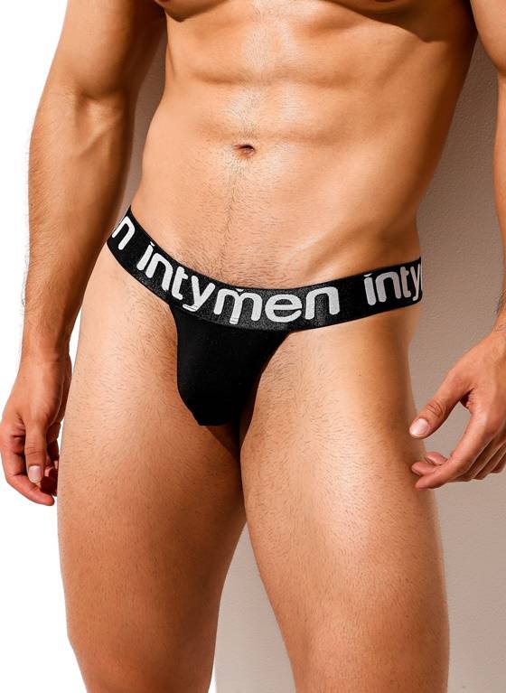 Gładki jockstrap męski z grubą gumą | Czarny | Good Jockstrap | INTYMEN | INE025