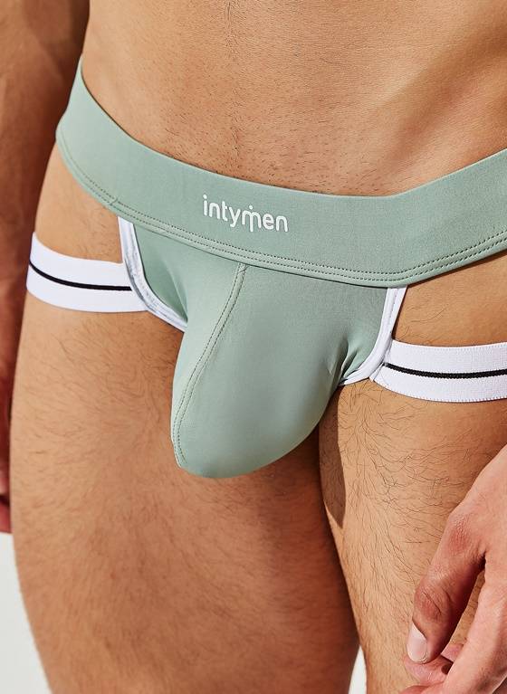 Gładki jockstrap męski z grubą gumą  |  Zielony | exclusive jockstrap  |  INTYMEN | INE030