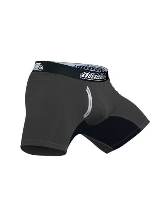 Gładkie bokserki męskie z kieszonką | Szare | Comfy Bamboo Access Charcoal | AussieBum