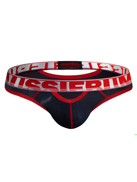 Gładkie slipy męskie z grubą gumą i wycięciem z przodu | Czarne | Riot 2.0 Black | AussieBum