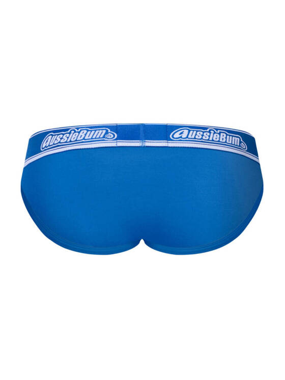 Gładkie slipy męskie z gumą z logo | Niebieskie | WonderJock 2.0 Blue | AussieBum