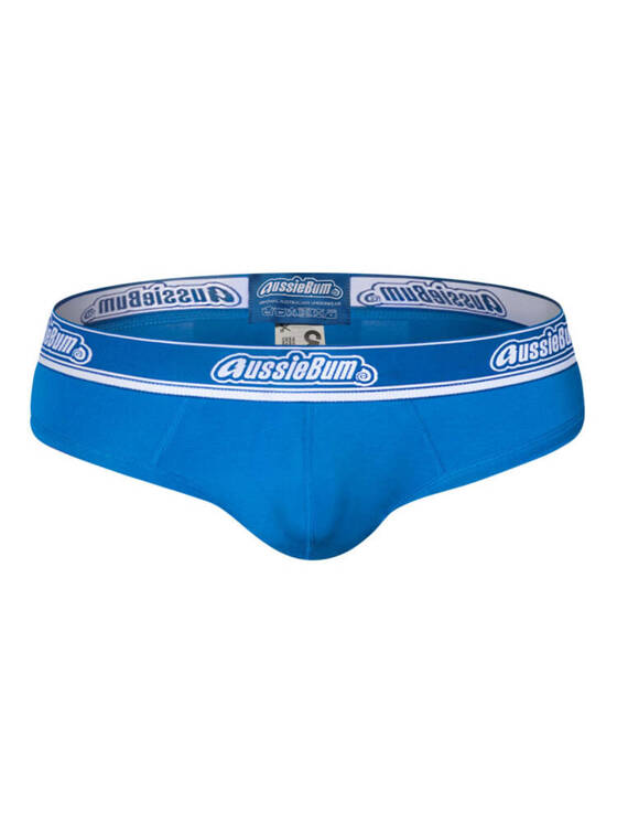 Gładkie slipy męskie z gumą z logo | Niebieskie | WonderJock 2.0 Blue | AussieBum