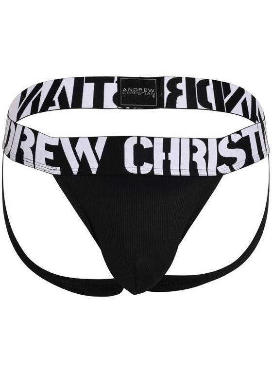 JOCKSTRAP MĘSKI ANDREW CHRISTIAN - ALMOST NAKED POWER RIB JOCK BLACK 92723